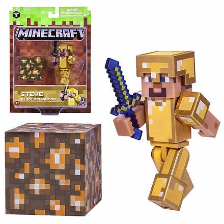 Фигурка из серии Minecraft – Steve in Gold Armor, 8 см. 