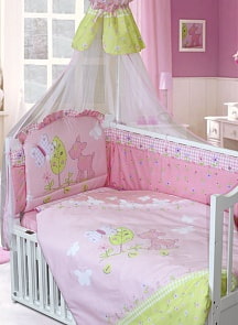Комплект в кроватку – Little Friend, 7 предметов, розовый (Золотой Гусь, 1266-z)