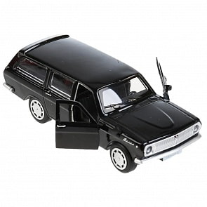 Машина Волга ГАЗ-2402 12 см черная двери и багажник открываются металлическая инерционная (Технопарк, 2402-12-BK) (ассортимент)