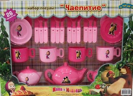 Чайный сервиз Маша и Медведь, 26 предметов 
