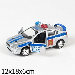 Инерционная машина металлическая «Полиция ДПС» свет, звук 1:43 (Технопарк, CT10-073-5sim)