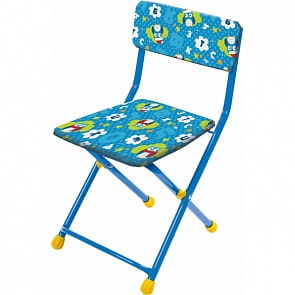 Стул детский складной мягкий из моющейся ткани, голубой с совушками (Nika, СТУ3_совушки_голубые)