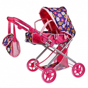 Коляска металлическая для кукол Карапуз с сумкой и переноской (Карапуз, 63HJ-19-C2)