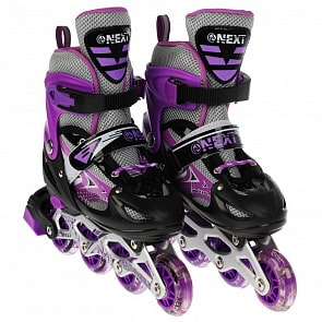 Раздвижные ролики Next со светом размер 34-37 в сумке фиолетовые (Next, G21902-34-37-PURPLE)