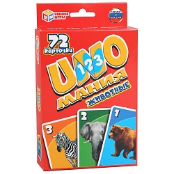 Карточки развивающие - Умные игры – UNO мания животные, 72 карточки (Умка, 4690590179727) - миниатюра