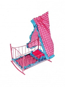 Кроватка металлическая с балдахином, подушкой и матрасом (Карапуз, MB-2-20-C1)