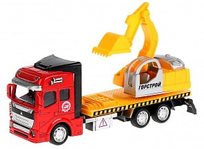 Автоэкскаватор металлический, инерционный, 19 см, подвижные элементы (Технопарк, 2211-R1)