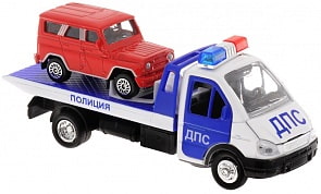 Инерционная металлическая машина Газель - Эвакуатор ДПС, свет, звук 1:43 (Технопарк, CT11-200-1sim)