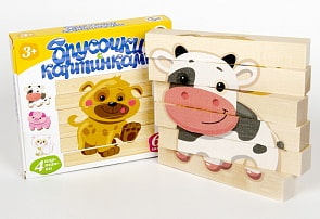 Брусочки деревянные с картинками - Домашние животные, 6 штук (Десятое королевство, 01970ДК)