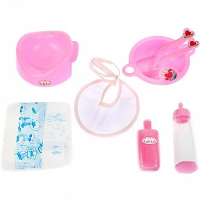Набор для пупса из 7 предметов: памперс, горшок, бутылочка и др. (Карапуз, B1513492-RU)