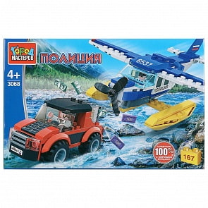 Конструктор Погоня на самолете, с фигурками, 167 деталей (Город мастеров, 3068-UU)