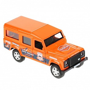 Машина металлическая Land Rover Defender Спорт 12 см, свет-звук, инерция, оранжевая (Технопарк, DEFENDER-12SLSRT-OG)