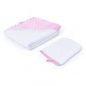 Полотенце с уголком и варежкой Nuovita Grazia 100x100 махра/вельбоа, бело-розовый / bianco-rosa (Nuovita, NUO-DPOL_1607)