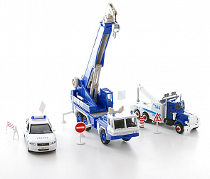 Игровой набор машинок Полиция, 10 предметов (Welly, 99610-10А)