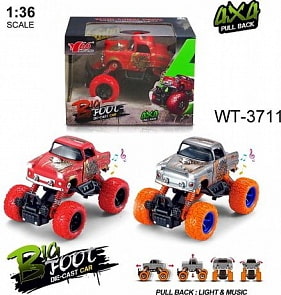 Джип инерционный, 1:36, свет и звук, красный, серебристо-оранжевый (Junfa, MY66-Y1223) (ассортимент)