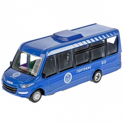 Модель Автобус Iveco Daily свет-звук 15 см двери открываются синий металлическая инерционная (Технопарк, DAILY-15SLCIT-BU) - миниатюра