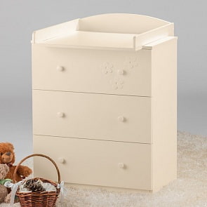 Комод детский ОСТРОВОК УЮТА  Птенчики, съемный пеленальный стол (слоновая кость)