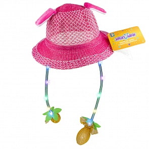 Шляпка летняя с поднимающимися ушками Хлоп-Ушки, со светом, режима мигания огоньков, 5 цветов (1toy, Т18845) (ассортимент)