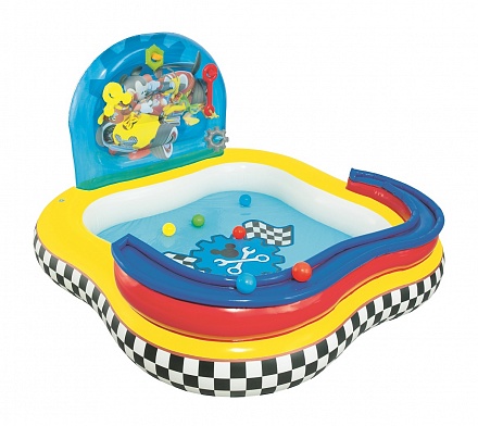 Игровой бассейн Микки с надувным гаечным ключом, 4 кольцами и 6 шариками, 157 х 157 х 94 см., 151 литр 