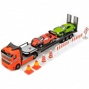 Трейлер с машинками и знаками, металлический (Технопарк, CT-1261)