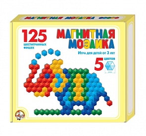 Мозаика магнитная шестигранная, 125 фишек, разноцветная (Десятое королевство, 00962ДК)