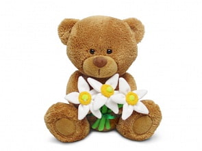 Мягкая игрушка - Медвежонок Сэмми с нарциссами, музыкальный, 18 см. (Lava, Л8733T)