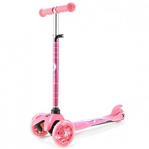 Трехколесный самокат – Маша и Медведь, светящиеся колеса 12 и 8 см, розовый (MINI203-MB2-2sim)