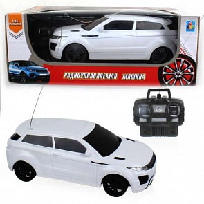 Машинка на радиоуправлении Спортавто - Джип, масштаб 1:24, 27 МГц, 20 см, 4 канала, свет, на батарейках, белая (1Toy, Т13832)