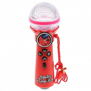Микрофон - Леди Баг и Супер Кот, песня и фразы героев из м/ф, 12 звуков музыкальных инструментов, световые эффекты  (Умка,  B1252960-R17)