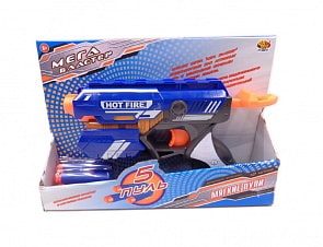 Мегабластер стреляющий мягкими снарядами, 5 штук в комплекте (Junfa Toys, PT-00917)