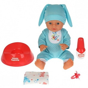 Пупс озвученный Крошик 40 см Малышарики пьет писает закрывает глаза 15 песен 4 аксессуара (Карапуз, Y40BB-KROSHIK)
