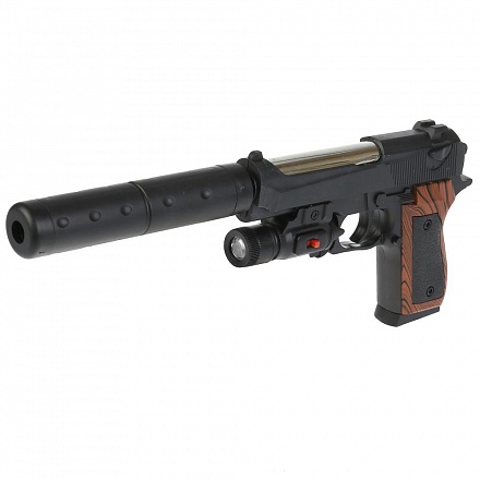 Пистолет с лазерным прицелом, фонариком и пульками P2118-G 