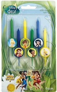 Свечи для торта из серии Disney Феи, 6 шт. (Amscan, 1502-1045)