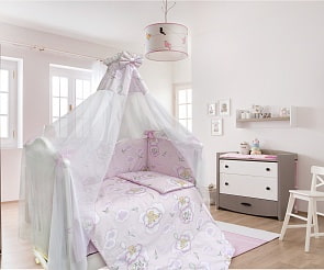 Комплект в кроватку - Сладкий сон, 7 предметов, розовый (Bombus, BOM_1166)