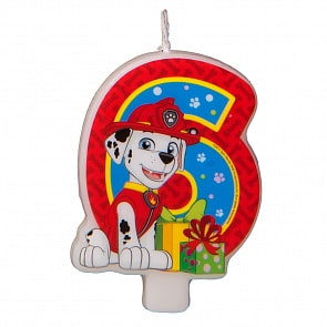Свеча-цифра №6 Щенячий патруль, 8 см (Росмэн, 31358)