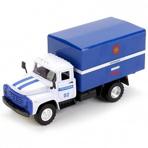 Машина ЗиЛ-130 Полиция20 см свет-звук двери капот и багажник открываются инерционная пластиковая (Технопарк, CT11-309-6)