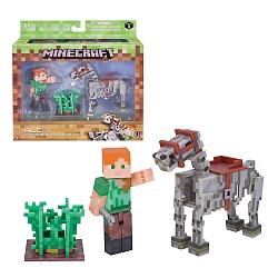 Набор Minecraft - Алекс со скелетом лошади, 6 предметов (Jazwares, Т59993) - миниатюра