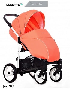 Детская прогулочная коляска Rainbow, коралловая, шасси белая/BIA (Bebetto, WB120_325)