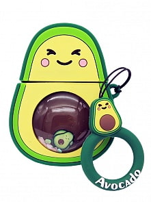 Чехол для наушников AirPods Авокадо с блестками, зеленый (МихиМихи, MM08492)