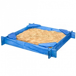 Деревянная песочница Тритон 4 сиденья, пропитка, цвет синий (Paremo, PS119-03) - миниатюра