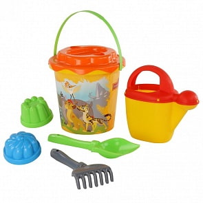Набор Disney Хранитель Лев №8: ведро с наклейкой, ситечко Солнышко, лопатка №5, грабельки №5 (Полесье, 65803)