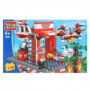 Конструктор Город мастеров – Пожарная база + дрон, с фигурками, 119 деталей (Город мастеров, 3566-KK)