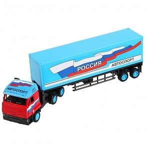 Инерционная металлическая машина Камаз автоспорт, свет, звук (Технопарк, CT10-108-1)