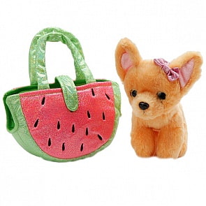 Мягкая игрушка в сумочке Арбуз - Собака Чихуахуа, 19 см (Играем вместе, CT181084-15R)