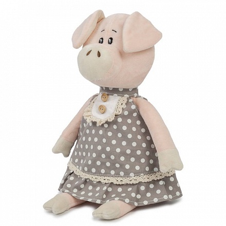Мягкая игрушка - Свинка Ниночка в платье, 22 см. 