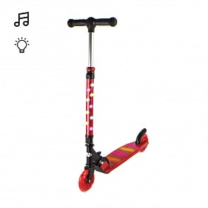 Двухколесный складной самокат, колеса 12 см, световые эффекты в платформе, колесах и руле, звуковые эффекты, красный (Navigator, Т17100)
