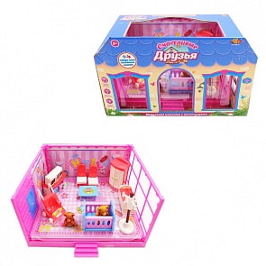 Игровой набор с мебелью и фигурками животных Счастливые друзья - Модульная комната, 13 предметов, звук (ABtoys, PT-00912)