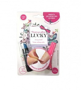 Помада, меняющая цвет на розовый масса 3,3 г., базовый цвет: голубой + лак цвет 068 - Ярко-Розовый 5.5 мл на блистере (Lucky, Т13800) 