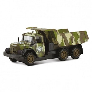 Машина металлическая инерционная ЗИЛ 131 - Самосвал - Военстрой, со световыми и звуковыми эффектами (Технопарк, CT10-001-D-5sim)