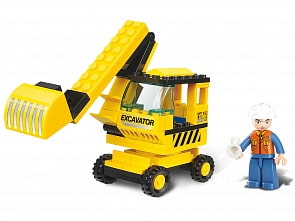 Конструктор – Экскаватор с фигуркой, 62 детали (Sluban, M38-B0176)